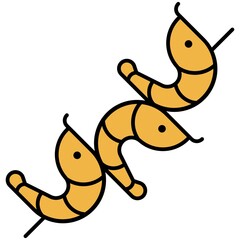 Shrimp skewer icon, Summer vacation related vector