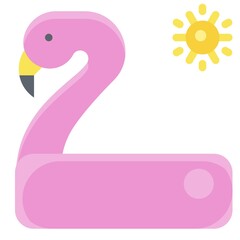 Famingo Swim Ring icon, Summer vacation related vector