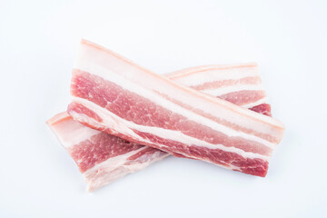 Fresh pork belly on white background
