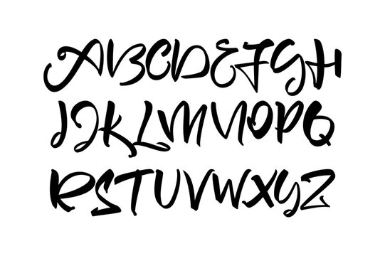 Vector Capital letters Brush font. Handwritten English Abc alphabet on white background.