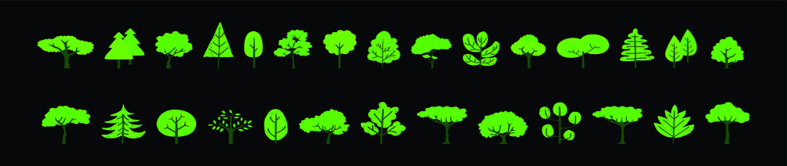 set of trees cartoon icon design template with various models. vector illustration
