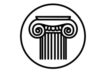 Ancient Greece. Graphic image of an antique column. Vector template for logo.