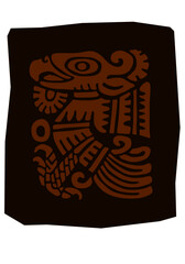 Ancient maya drawing. A fragment of an ornament. Vector drawing for logo and illustrations.