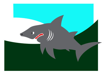 Jaws. Great white shark. Stylized image for logo and illustrations.