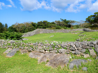 Fototapeta na wymiar Nakijin Gusuku castle ruins World Heritage Okinawa, Japan.
