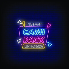 Cash Back Neon Signs Style Text vector