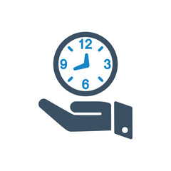 Clock hand time management icon vector illustration