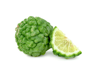 fresh bergamot fruit half isolated on white background