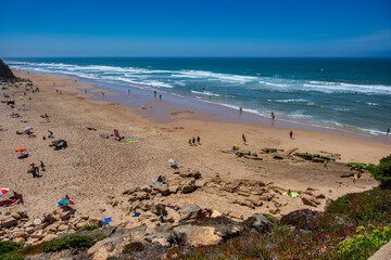 Fototapeta na wymiar Sao Juliao beach in Ericeira Portugal