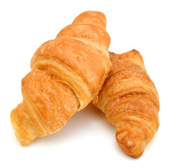 Fresh and tasty croissant over white background