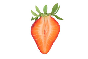 Half strawberries on a white background