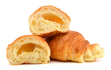 Fresh and tasty croissant over white background