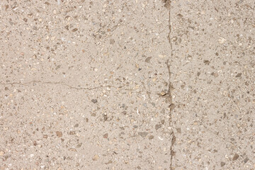 Crack in concrete slab. Сoncrete slab with stone crumbs. 