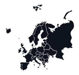 Europe. Continent with the contours of the countries. Vector drawing