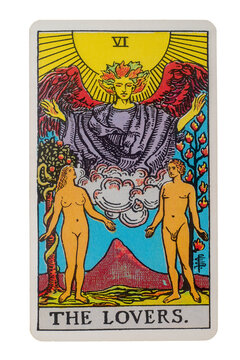 Yala Province, Thailand 29 August 2020. illustrative editorial tarot cards the lover.