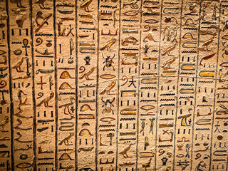 Ancient Egyptian writing, Egyptian hieroglyphs, wall inscriptions