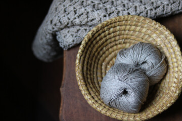 balls of linen  yarn in natural color
