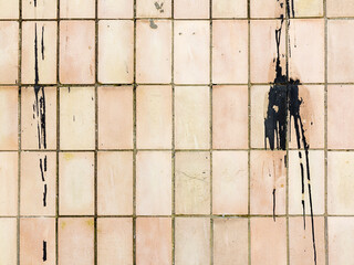 Stones cladding plates on the wall closeup. Abstract geometric architectural background.