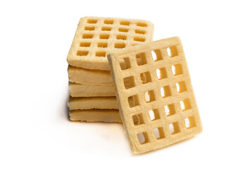 Stack of potato waffles isolated on white