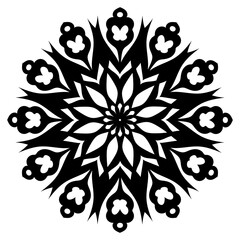 black and white floral pattern isolated on a white background. fairy flower. print, pattern, tattoo.