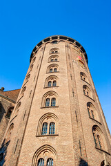 Exterior of the Rundetaarn, or Round Tower,  a 17th-century tower built as an astronomical observatory in central Copenhagen, Denmark.