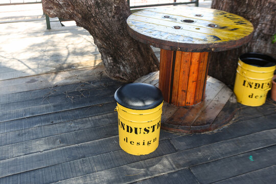 Chair And Table Made From Recycle Items