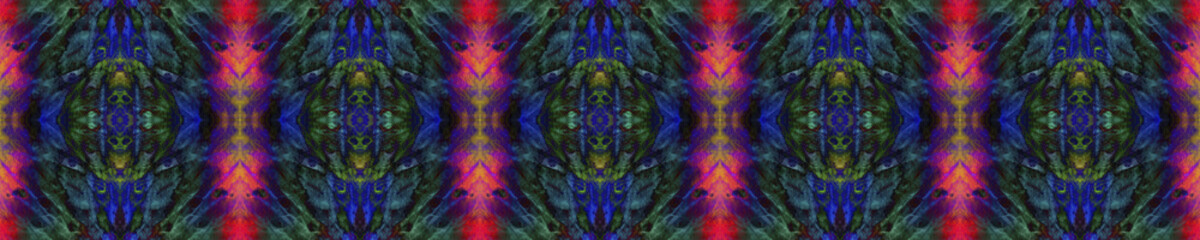 Rainbow Summer Pattern.  Tribal Backdrop.  Colorful Natural Ethnic Illustration. Neon Fluorescent Textile Print. Rainbow Summer and Navy Pattern. 