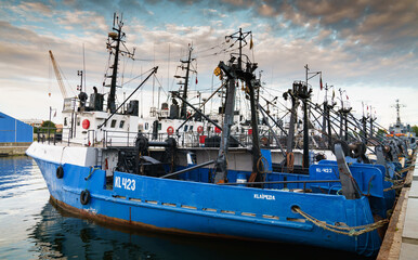 Liepaja fishing port, fishing boats, magic clouds