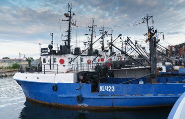 Liepaja fishing port, fishing boats, magic clouds