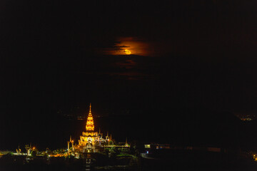 .moon shine above wat Phachonkeaw on Khao Kho Phetchabun