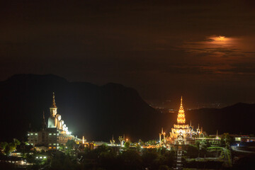 .moon shine above wat Phachonkeaw on Khao Kho Phetchabun