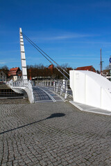 Fototapeta premium Fußgaengerbruecke, Alter Hafen von Vegesack, Hansestadt Bremen, Deutschland, Europa