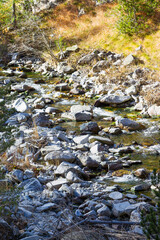 Beautiful authentic rocky landscape of the Pyrenees. Bulgaria. Natural mountain landscape as background.