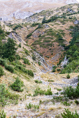 Beautiful authentic rocky landscape of the Pyrenees. Bulgaria. Natural mountain landscape as background.