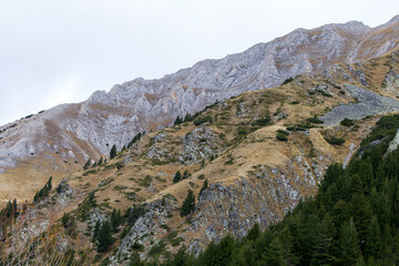 Beautiful authentic rocky landscape of the Pyrenees. Bulgaria. Natural mountain landscape as background.