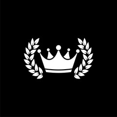 Laurel Wreath with crown Icon isolated on dark background