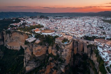 Ronda aerial view sunrise