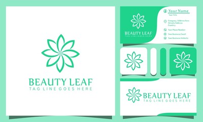 minimalist elegant beauty leaf cosmetic logos design vector illustration with line art style vintage, modern company business card template