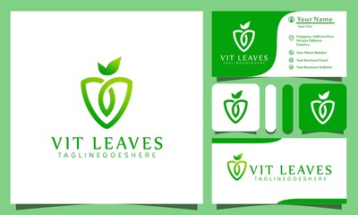 minimalist elegant nature green leaf luxury logos design vector illustration with line art style vintage, modern company business card template
