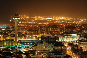 Fototapeta premium Liverpool skyline rooftop night view