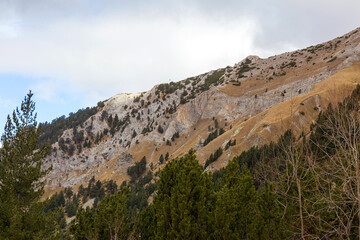 Beautiful authentic rocky landscape of the Pyrenees. Bulgaria. Natural mountain landscape as background.