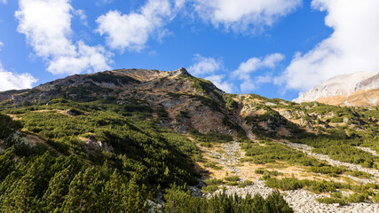 Beautiful authentic rocky landscape of the Pyrenees. Bulgaria. Natural mountain landscape as background.