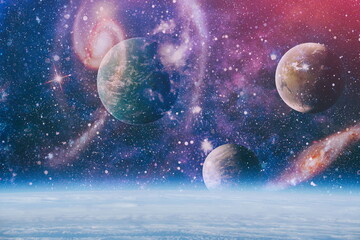 Futuristic abstract space background. Night sky with stars and nebula. Elements of this image...