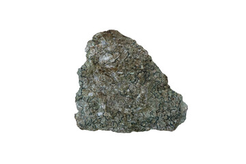 Triassic age limestone gray type Biomicrite, isolated on a white background.