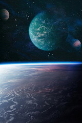 planets, stars and galaxies in outer space showing the beauty of space exploration. Elements...