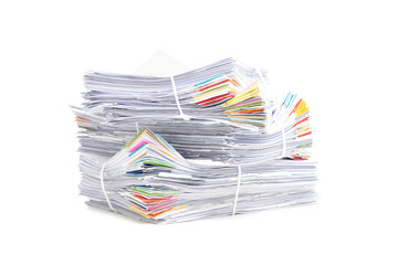 Stack of Documents isolated on white background. Documents pile.