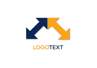 Logo design arrows abstract arrows blue and orange template