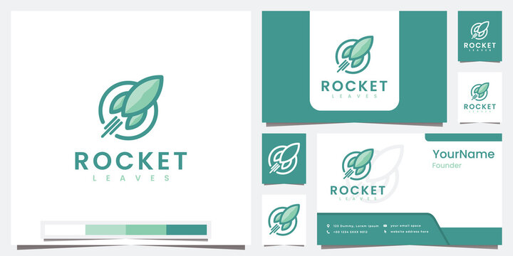 Set Logo Rocket Leaves Nature With Line Art Concept Logo Design Inspiration