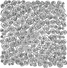 Black & white card with cute abstract curve ornament - stone rose, hand drawn line art. Good for card, poster, print, adult coloring book