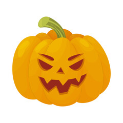 Jack of Lantern. Halloween pumpkin with toothy smile. Vector cartoon illustration